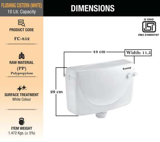 SanituF FC-852 Moon-Lite Toilet Flush Tanks  Flushing Cistern (Polypr –  𝑺𝒂𝒌 𝑶𝒏𝒍𝒊𝒏𝒆
